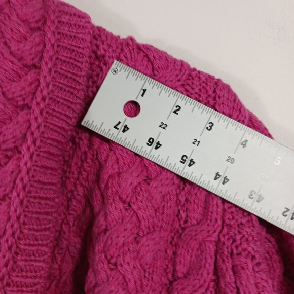 NWOT Aran Crafts Ireland 100% Merino Wool Long Cardigan Pink, SZ Large Lagenlook - Picture 12 of 16